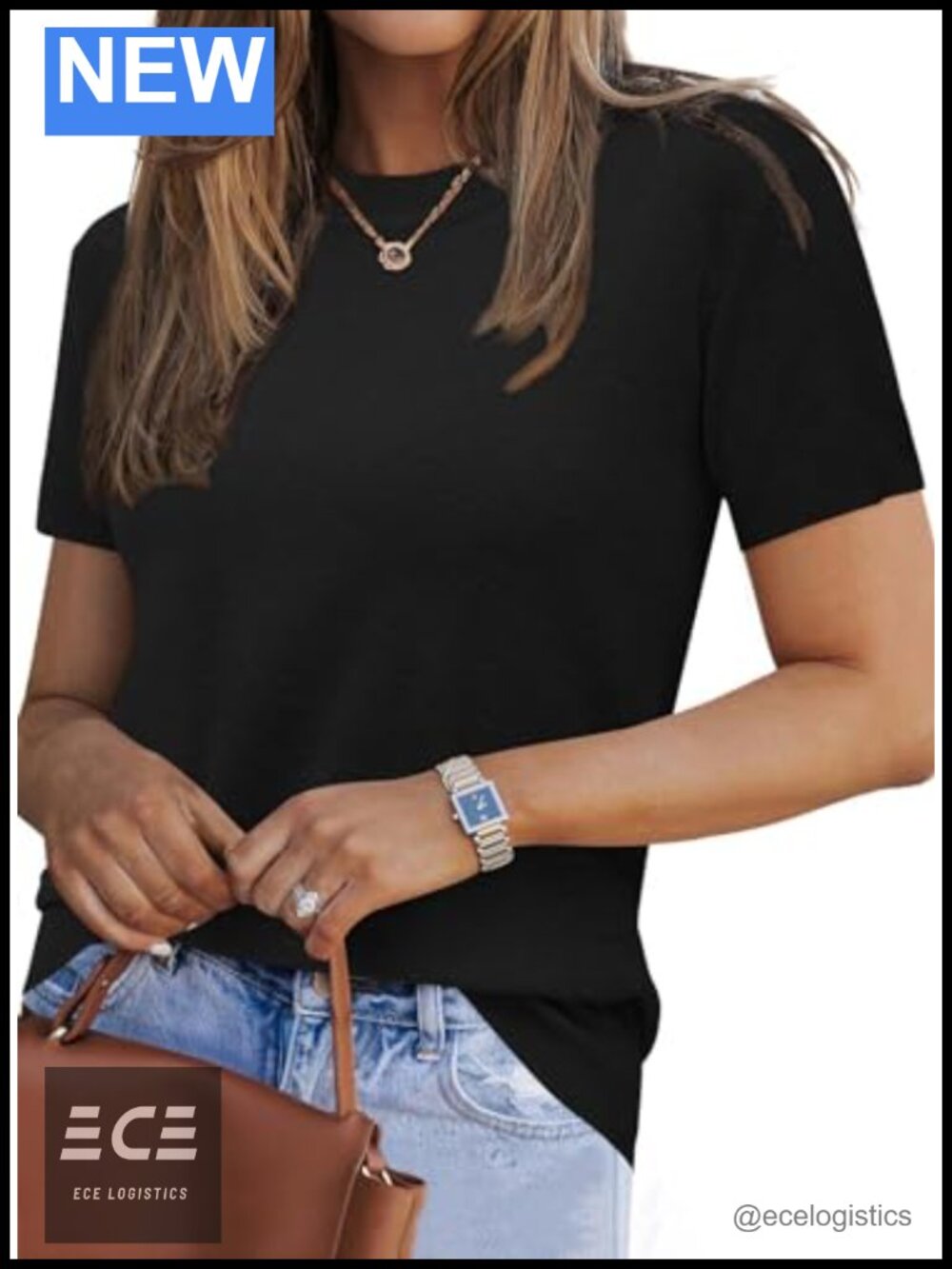 Wool Blend Short Sleeve Sweater Crew Neck Loose Fit Business Casual